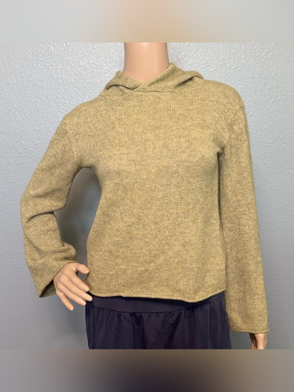Souchi 100% Cashmere Hooded Knit Sweater Pullover Size M Made in The USA